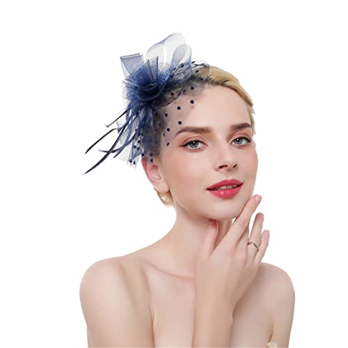 Disimlarl Fascinators di piume sulla fascia per capelli da donna in rete per tè e cocktail accessori per capelli