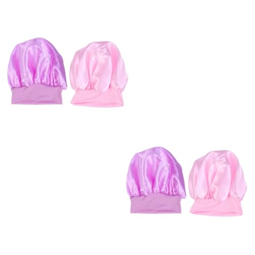 Healvian 4 Pz ampio letto laterale cappello rosa cappellino rosa fazzoletti per per donna fasce elastiche per le donne turbante fasce per le donne berretto da notte elastico Bello