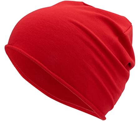 Colours & Beauty Berretto Donna Cotone Rosso   Berretto Uomo Cotone   Berretto Tinta Unita Unisex in Cotone Elasticizzato Leggero   Cappello Stile Beanie   Berretto Running   Cappellino