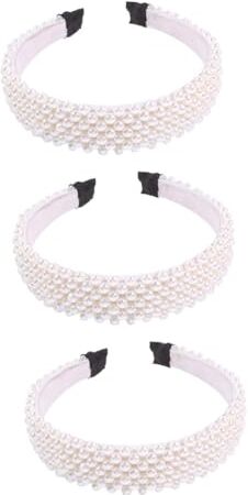 minkissy 3 Pz Da Sposa Di Perle Copricapo Di Perle Copricapo Largo Di Perle Cerchio Per Di Perle Di Perle Per Le Donne Turbante Di Perle Mancare Sciarpa Perla