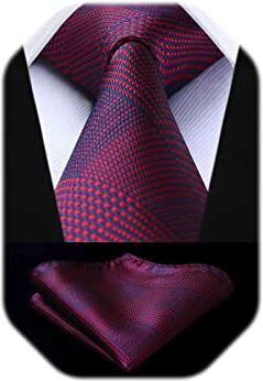 HISDERN Cravatte uomo Rosa da matrimonio e Fazzoletto Cravatte fantasia plaid elegante classica business cravatta set