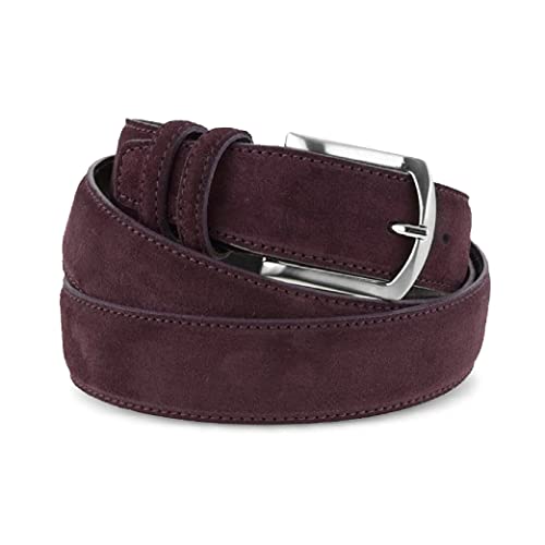 La Bottega del Calzolaio Cintura in pelle uomo donna scamosciata classica bordeaux, artigianale, made in italy (105 cm (40/42 EU))