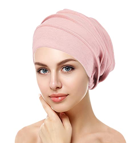 VUCDXOP Elegante Cotton cap Donna, Chemioterapia Cappello da Donna Pieghe Turbante Bandana di Chemio Dormire Berretto Beanie