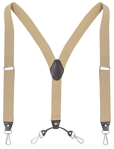 Ausukler Bretelle da uomo extra forti 3,5 cm di larghezza con gancio girevole Heavy Duty Men Braces nero, beige., Taglia unica