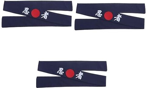 minkissy 3 Pz Turbante Ninja Da Karate Da Samurai Fasce Di Cotone Per Uomini in Costume Nero Bandana Cravatta Sulla Stile Giapponese Cintura Del Rubinetto Da Donna