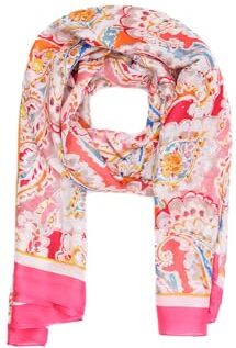 QUEEN HELENA Sciarpa Leggera Elegante Foulard Casual Colorato con Fantasia Donna SC13 (SC13-1 Fucsia)