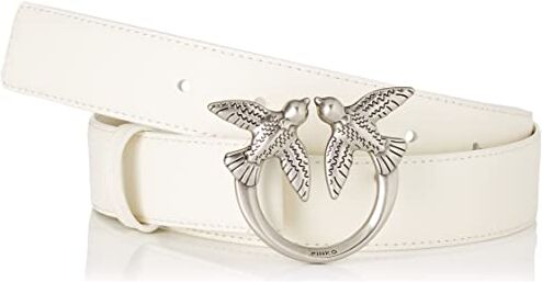 Pinko Love Berry H3 Belt Vitello Set Cintura, Z14o_Bianco Seta-Old Silver, M Donna