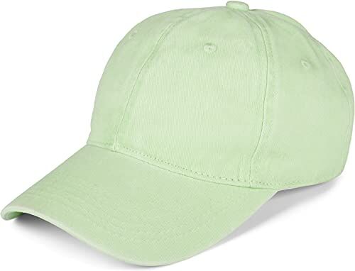 styleBREAKER Unisex 6-Panel Vintage cap Plain Washed Look Baseball cap Metal Buckle Adjustable , Colore:Verde Mela