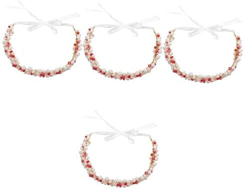 FRCOLOR 4 Pezzi Accessori Da Sposa I Fiori Da Sposa Rossa Ragazza Tessuto Strass Copricapo Da Sposa Fasce Per Da Sposa Per Donna Gioielli Da Donna