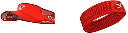 COMPRESSPORT Visor Ultralight, Visiera da Corsa Unisex-Adult, Rosso, Uniq Size & Thin Headband On/off, Corsa Unisex-Adult, Rosso, Uniq Size