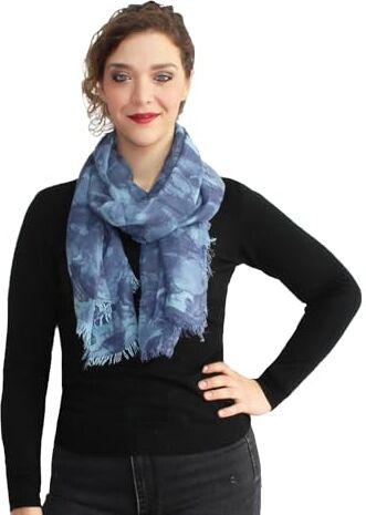 Unique Sciarpa Donna in Bamboo Primavera Estate MADE IN ITALY Foulard Sciarpa Donna Leggera e Traspirante (Fantasia Denim)