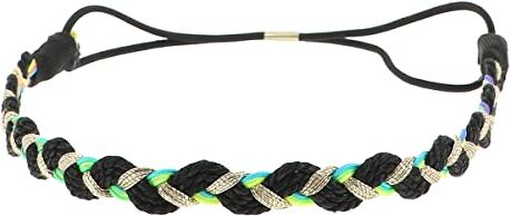 moonbow Fascia Capelli Donna Nera filo Oro e colore Fluo casuale Fascia Intrecciata Fascia Sottile elastica Taglia unica Headband Retrò Vintage Look originale Boho, Bohemien, Hippie chic