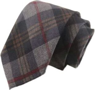 Harrington Marley New Wool Tartan TIE Country Tweed stile scozzese plaid grigio tessuto skinny smart