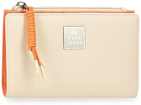 Pepe Jeans Portafoglio Bea con Porta Carte Beige 17x10x2 cm Pelle Sintetica