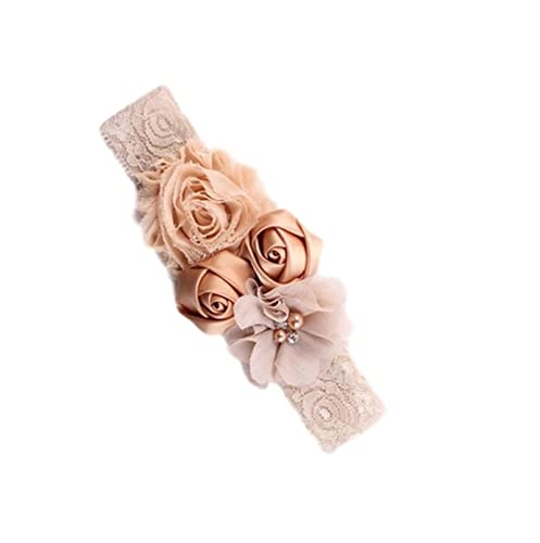 DUnLap Fascia Per Capelli Headband Rose Elastic Hair Band Chiffon Flower Rhinestone Lace Fandbands Girls Accessori for capelli Capelli Capezzali Fascia Per Il Lavaggio Del Viso (Color : 9 khaki, Size : Siz