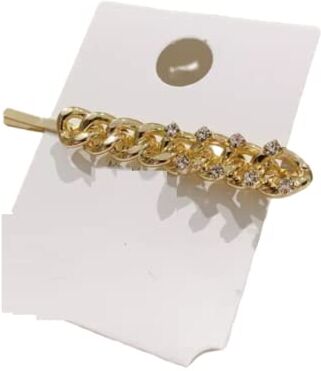 NAIQIU Fermagli Capelli Donna Eleganticatena Flash Diamante Tornante Ragazza Una Parola Clip Netto Rosso Retro Clip Laterale Accessori Per Capelli Oro