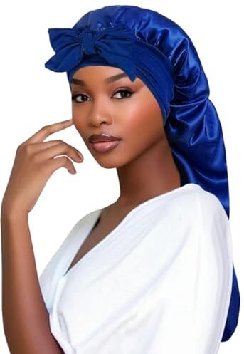 CBLdF Cuffia seta capelli notte Donnet Bonnet Satin Cappello Per Sonnificazione Lunga Capelli A Treccia Per Sonno Cap Cover Cover Per Cover Di Coppa Per La Doccia Per Berretto Da Bagno Sauna-blu