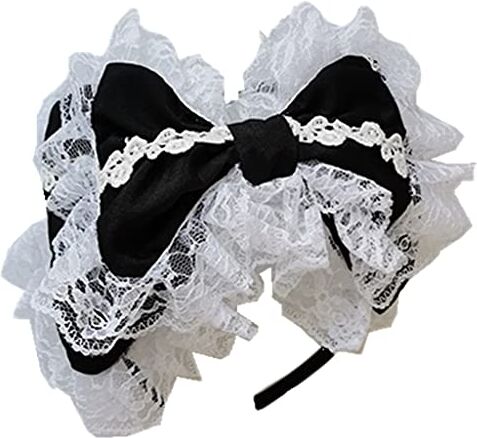 Generic Dolce Hairband Maid Cosplay Fascia Lolita Increspato Pizzo Copricapo Party Cosplay Copricapo Doppio Strato Bowknot Accessorio Per Capelli