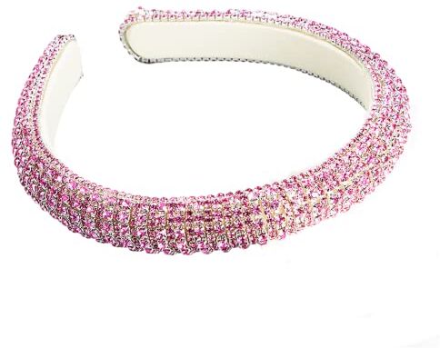 Antique Barocco personalizzato artiglio catena Cerchio per capelli strass accessori per capelli pieno diamante fascia per capelli in tessuto per donne ragazze (rosa)