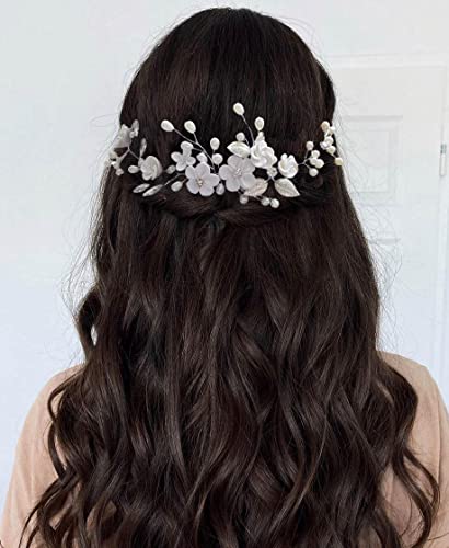 Unicra Floreale sposa capelli vite argento cristallo copricapo perla accessori per capelli da sposa per le donne
