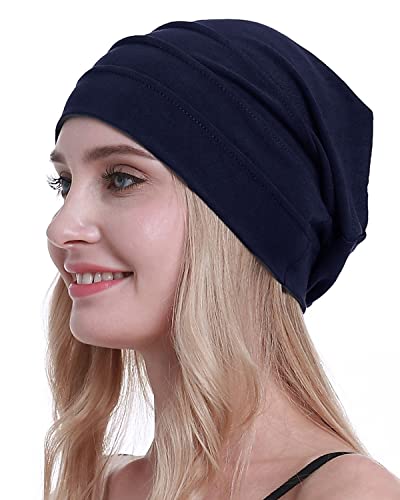 osvyo Cotone Chemo Cappelli Soft Caps Cancro Copricapo per le donne perdita di capelli sigillati imballaggio, blu navy, Taglia unica