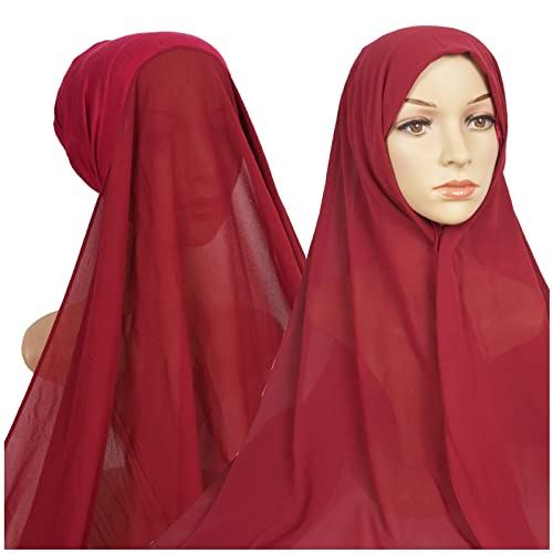 Generic Donne Casual Tinta Unita Multicolor Hijab Fasciatura Cap Musulmano Hijab Cerchietto per capelli da donna (4-Wine, Taglia unica)