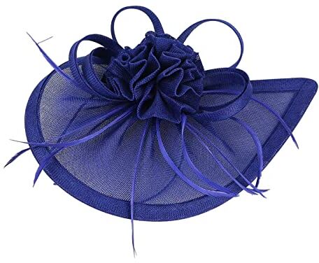 TDEOK Fascia tergisudore rossa cappello piuma rete tea festa fascia per donna fascia ortodossa (blu, taglia unica)