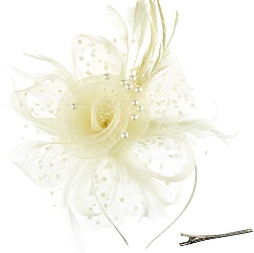 DRESHOW Fascinators per Capelli da Donna Fascinator Chapeau Nuptiale Plumes Cheveux Clip Accessoires Cocktail Royal Ascot