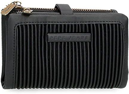 Pepe Jeans Aurora Portafoglio con Porta Carte Nero 14,5x9x2 cm Pelle Sintetica