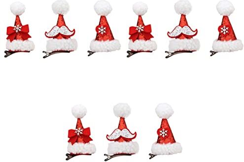 FRCOLOR 9 Pcs Holidayred Brrettes Best Red Barrettes Clips Accessori Adorabili Cartoni Animati Giltter Forma E Regalo Casuale Compleanno Copricapo Bianco Festa Fiocco Di Babbo