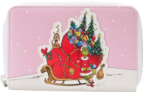 Loungefly Dr Seuss How the Grinch Stole Christmas Sleigh Zip Around Portafoglio, Multicolore, Bifold