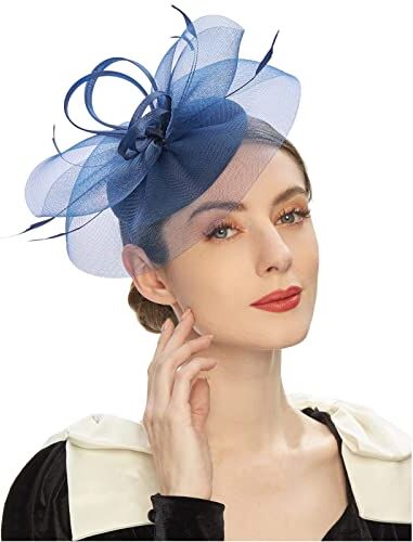 Générique 2024 AI Tea Party Kentuckys Derbys Cappello Portapillole Cappello Fascia Per Cocktail Bandana Nero E Rosso (Navy, One Size)