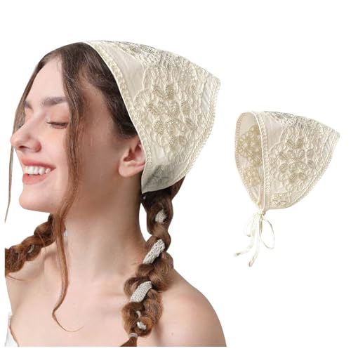 Generic Fasce per capelli da donna in maglia foulard bianco margherita copricapo bandana per capelli vintage hippie fascia cravatta testa fazzoletto boho accessori per capelli lunghi