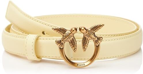 Pinko Love Berry H2 Belt Vitello Set Cintura, Avorio (C08q_Doppia Panna-Antique Gold), L Donna