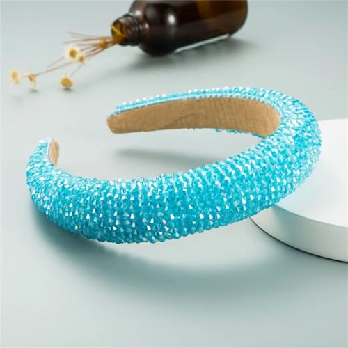 Generic Fascia Per Capelli Da Donna Blu, Fascia Per Capelli In Cristallo Con Strass, Copricapo Imbottito, Turbante, Accessori Per Capelli Per Adulti