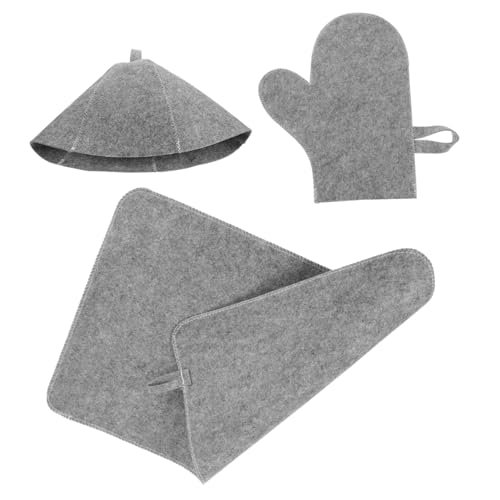 Gatuida 1 Set cappello banja cappelli di feltro di lana cuffie da doccia guanti cappello da sauna riutilizzabile cappello da sauna per fare il bagno Terme cuffia da doccia Russia provato