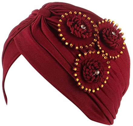 YWSTYllelty Fascia Elastica Capelli Headwear Turban Hat turbante Cap Cancer Floral Wrap Bohemian Hair Cap Ethnic Cover Heardband Cerchietto Bombato Fucsia