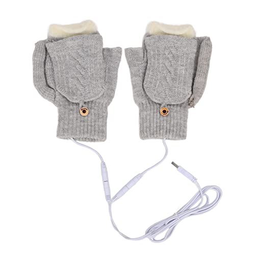 Dioche Guanti Riscaldanti Guanti Riscaldati in Cotone Caldo Guanti Riscaldati su Entrambi i Lati Guanti Riscaldati per Giochi Invernali Equitazione USB Unisex Donna Guanti Riscaldati da Uomo per(Grigio)