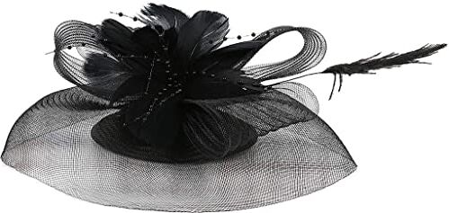 KHYYHA Fascinator Fermaglio for capelli Bombetta Piuma Fiore Velo Cappello for festa nuziale Cappello da tè Fermaglio for capelli Fasce for cappelli fantasia (Color : Schwarz, Size : Einheitsgr��e)