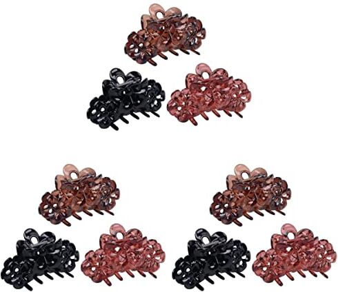 Cusstally Fermagli for capelli 9pcs Barrettes marroni Supporto for ragazza Morsetto lungo Tartaruga lunga Antiscivolo Antiscivolo Donna Non Clip Rosso for copricapo a forcina francese Ragazze Artigli cavi Acces