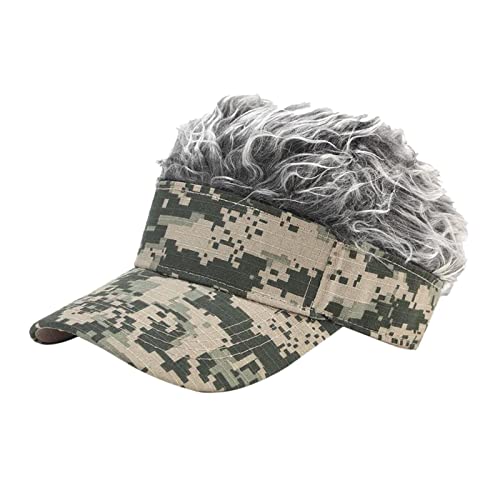 rockible Unisex Uomo Donna Caldo Beanie Capelli Cappello Divertente Sport Golf Parrucca, Kaki Grigio Parrucca