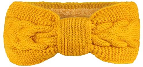 Generico Cerchietto Bombato Raso Fascia da donna incrociata casual all'aperto con giunzione all'uncinetto in maglia bucata Cerchietti Ragazza (Yellow, One Size)