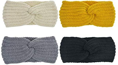 DRESHOW 4 Pezzi Fasce per Capelli Tessuto di Lana Turbante Fascia da Donna Invernale Accessori Cerchietti per Donna Ragazze