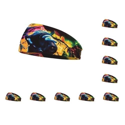 Geardeangloow 10 set di fasce per capelli all'uncinetto unisex sport fascia tie-dye ampia stampa floreale accessori per lo styling dei capelli donne uomini per lo stile sportivo 9