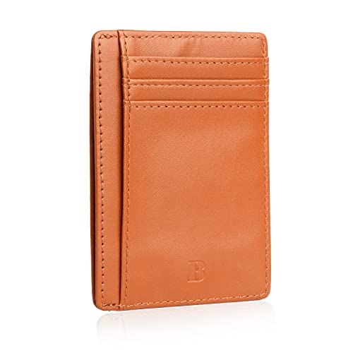 Bronzi Portafoglio Uomo Piccolo Sottile  Elegante Blocco RFID Marrone Pelle Alta Qualità Mini Porta Tessere, Documenti, Carte Di Credito