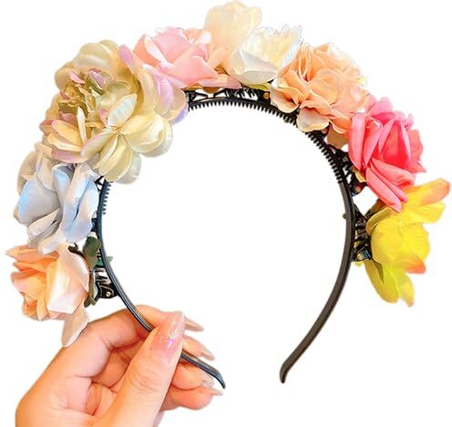 MULAIDI Ghirlande da sposa con fiori Cerchietto per capelli da sposa con fiore fascia per capelli da spiaggia fascia per capelli per ragazze accessorio per capelli da donna copricapo fascia da sposa