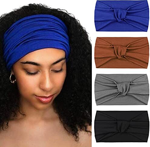 DRESHOW 4 Pezzi Fasce per Capelli Donna Elastica Turbante Fascia Capelli Cerchietti Annodato Fasce Accessori Capelli