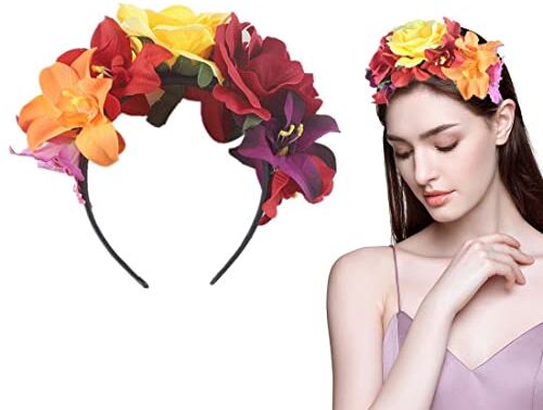 Bamboopack 1 pz artificiale simulazione rosa orchidea fiore fascia floreale capelli fascia accessori per donne ragazze signore Halloween trucco festa multicolore