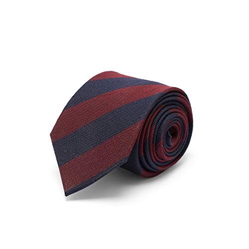 BRERA 67 Cravatta Uomo Elegante in Lana e Seta Bordeaux Strisce   Cravattino per Completo 148x8   Cravatte Slim per Vestito da Cerimonia e per Abiti da Lavoro