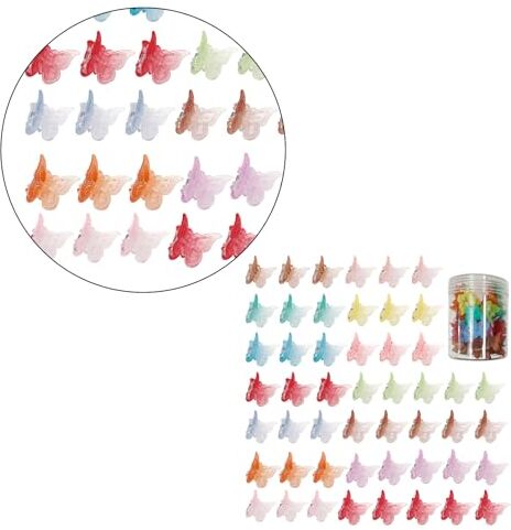 Fcnjsao 50Pcs Farfalla Fermagli Per Capelli Per Le Ragazze Infantili Del Bambino Piccoli Artigli Dei Capelli Carini Accessori Per Capelli Assortiti Pacchetto Scatola di Colore 90s